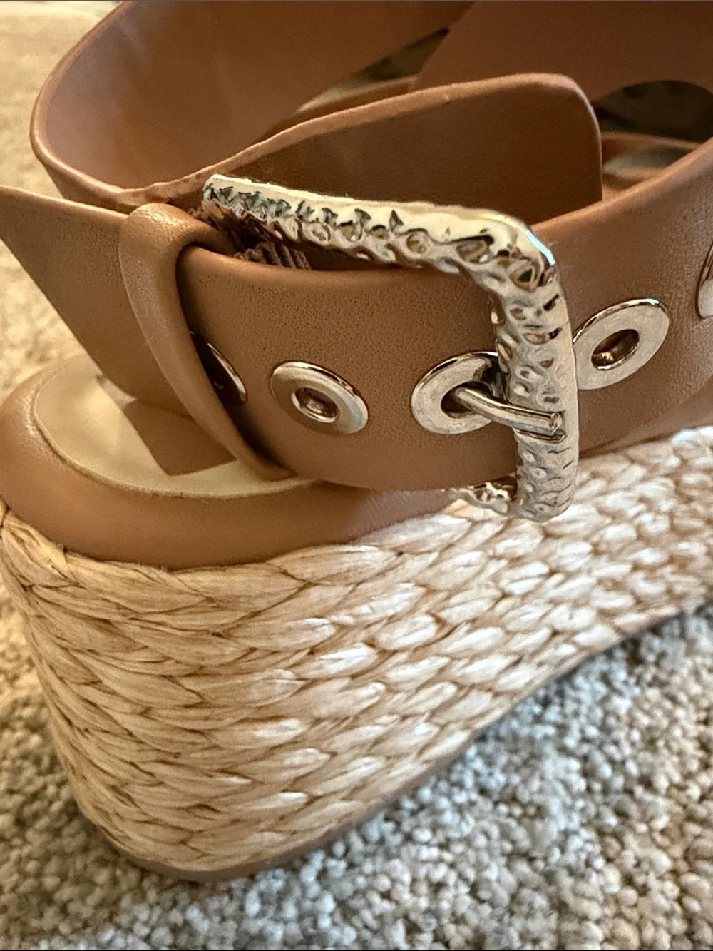 Dolce Vita Tan Espadrille Wedge Sandals with Crisscross Straps